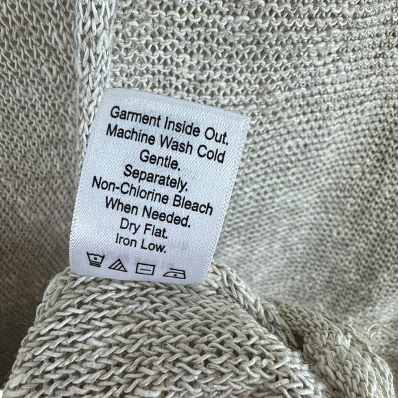 Coldwater Creek Tan Linen Blend 3/4 Sleeve V-Neck Beachy Cardigan Size L - Picture 7 of 7